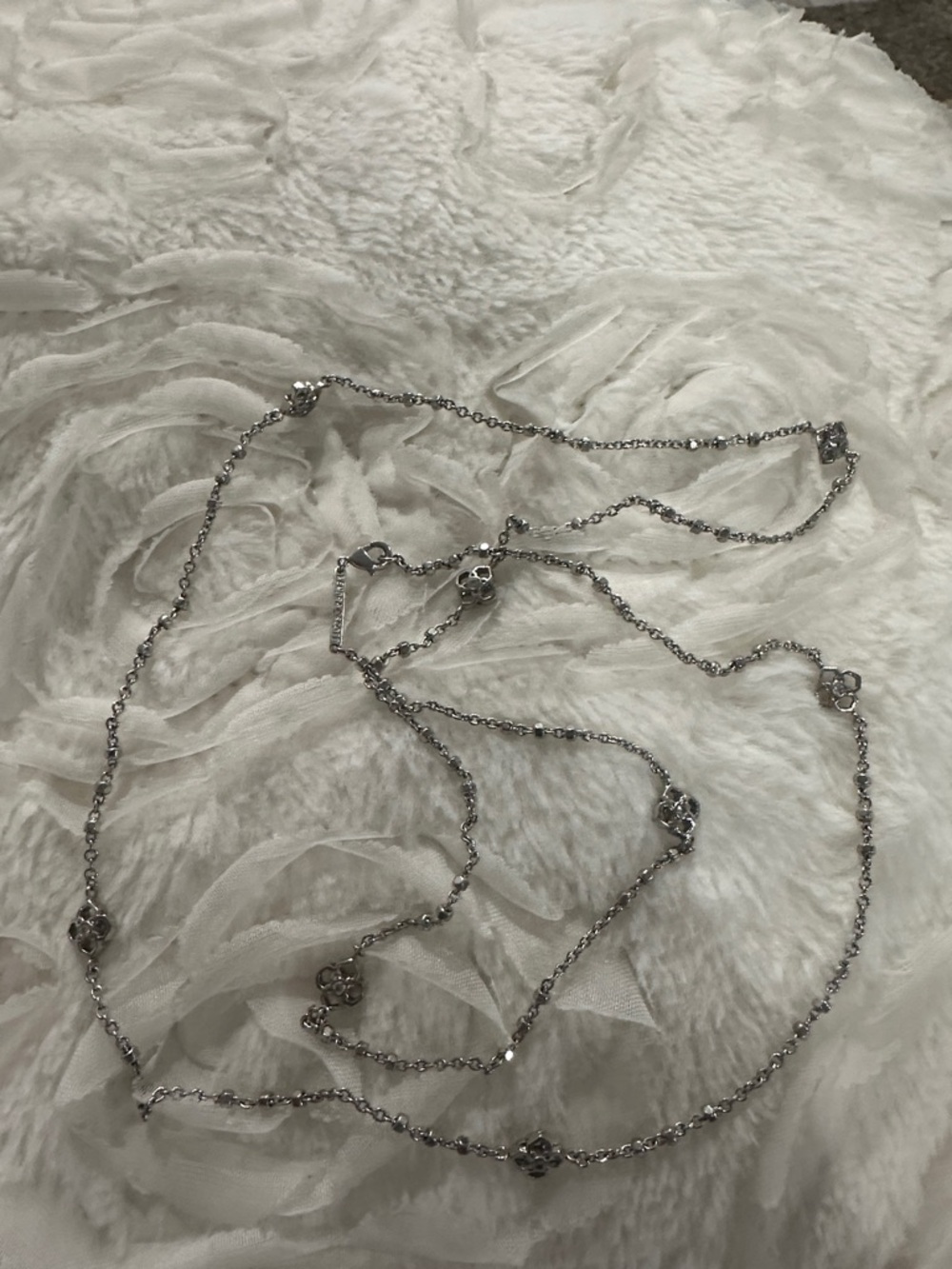 Kendra Scott Long Silver Floral 37”Station Necklace - Women Jewelry